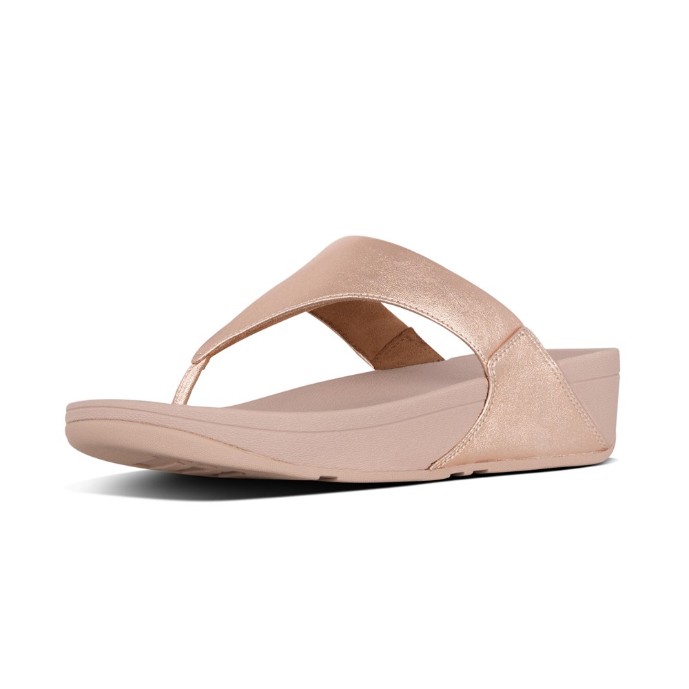 Fitflop Womens Sandals Rose Gold - Lulu Leather Toe-post - 16ZORYVMU